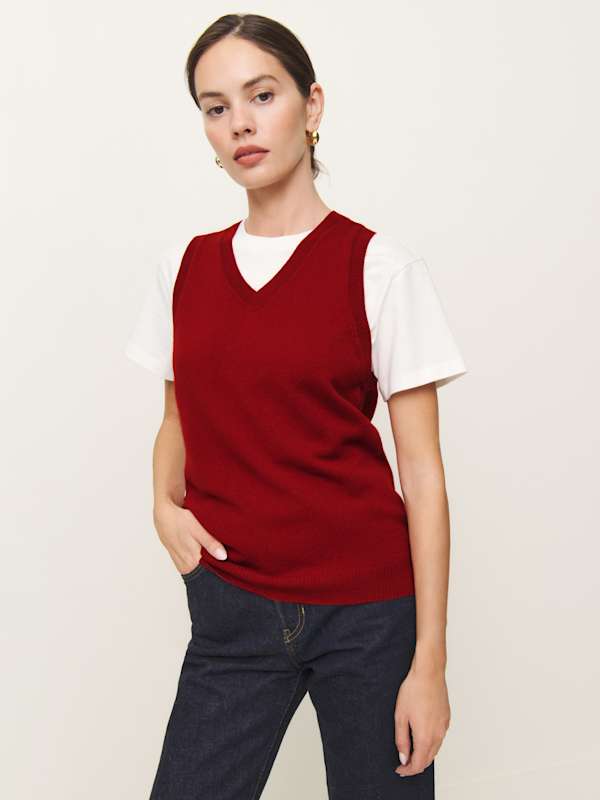 Reese Cashmere Tank - Crimson